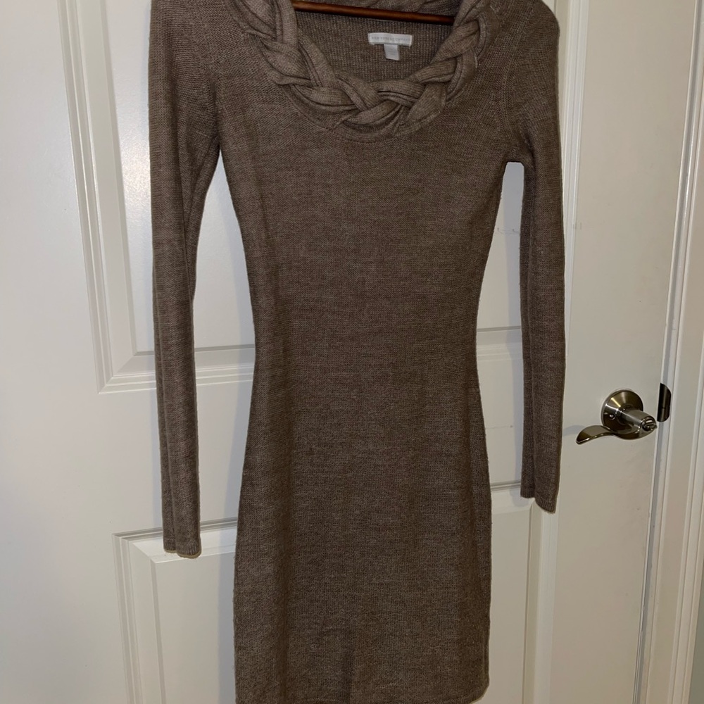 New York & Company Taupe Long Sleeve Dress